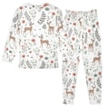 thumbnail image 2 of Dailycode Cotton Pajama Set Snug Fit Long Sleeve Top and Pants for 18M-8Y Deer Floral Branches, 2 of 7