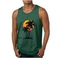 thumbnail image 3 of Sentmoon Mens Workout Tank Tops Summer Sleeveless Crew Neck Workout Clothes for Men Palm Tree Print Loose Fit Plus Size Compression Mens Shirts Casual Hawaii for Layering Under Shirts Green M, 3 of 6