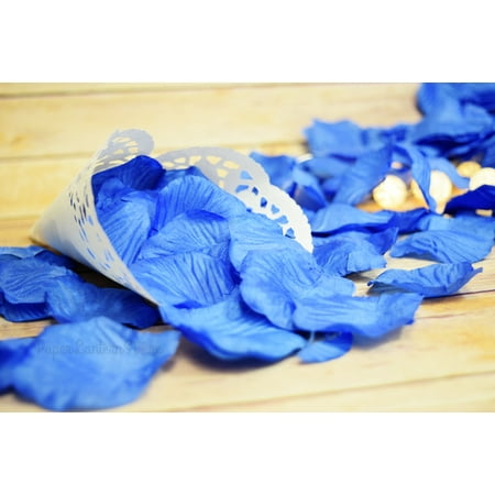 Bulls Silk - Quasimoon Dark Blue Silk Rose Petals Confetti for Weddings in Bulk by PaperLanternStore