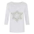 thumbnail image 3 of Christmas Snowflake Shirt for Women 3/4 Sleeve Holiday Graphic Tee Casual Top Fall Winter Fashion Outfit, 3 of 4