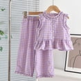 thumbnail image 2 of HCNTES Baby Girl Clothes Toddler Girls Kids Summer Two Piece Outfits Ruffled Tank Tops Wide Leg Pants Sets, 2 of 6