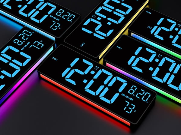 XREXS Digital Wall Clock Large Display, 16.5" LED Wall Clock with 6 Color Changes Night Lights, Auto DST, Count Up/Down Timer Clock with Remote Control for Living Room Bedroom Office Wall Decor