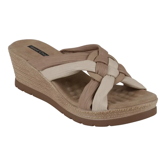 GC Shoes Womens Caro Wedge Sandals Natural 7M