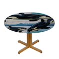 thumbnail image 3 of Orinice Orca Whales Round Table Cover Stain Resistant Washable Indoor Outdoor Tablecloth Kitchen Dining Wedding Parties Outdoor Fitted 100% Polyester Fiber 46-50, 3 of 8