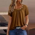 thumbnail image 2 of EINCcm Womens Short Sleeve Blouses Round Neck Short Sleeve Casual Loose Fit T Shirts Button Decor Summer Tunic Tops, 2 of 6