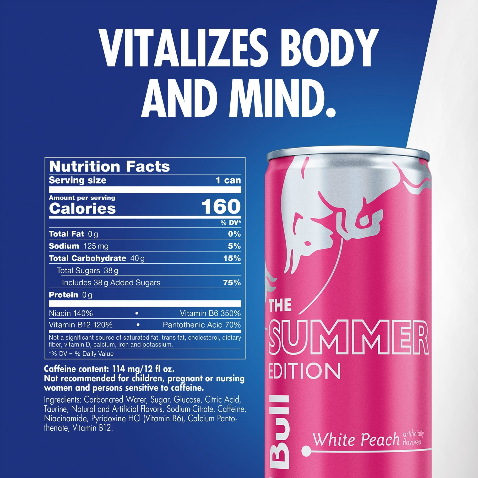 Red Bull Summer Edition Energy Drink,  White Peach,  12 fl. oz.,  Pack of 4  ( 2 pack )