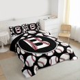 thumbnail image 3 of Homewish Boys Baseball Sports Bedding Comforter Set, Cute Initial B Letter Twin Comforter Sets, Black White Cartoon Reversible Bedding Set, Ultra Soft Bedroom Decor, 2pcs, 3 of 8