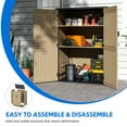 thumbnail image 3 of Dextrus Tall Outdoor Storage Shed, Vertical Lockable Tool Storage Resin Shed for Garden, Garage, Patio, No Shelves Included, Brown, 3 of 9