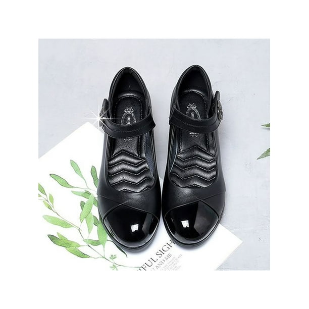 Woobling Womens Mary Jane Comfort Dress Pumps Heels Dance Shoes Lightweight Dancing Shoe Women Closed Toe Latin Black 8.5