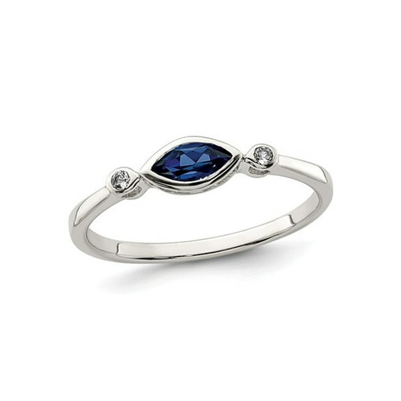 3/10 Carat (Ctw) Lab-Created Sapphire Ring in Sterling Silver with White Topaz