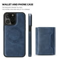 thumbnail image 5 of ShellTech 2 in 1 Wallet Case for iPhone 15 Case[Compatible with Magsafe]Card Slot Holder Leather Detachable Magnetic Kickstand Shockproof Slim Phone Cover,Blue, 5 of 12