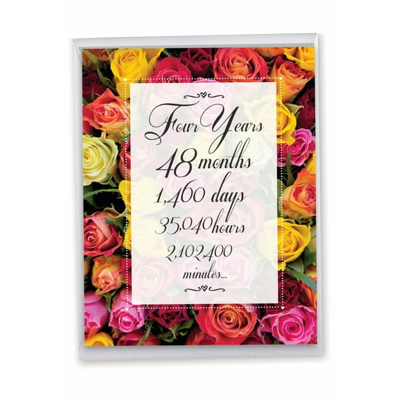 1 Large 4th Happy Anniversary Greeting Card (8.5 x 11 Inch) - Time Count Milestones 4 J9434MAG-US