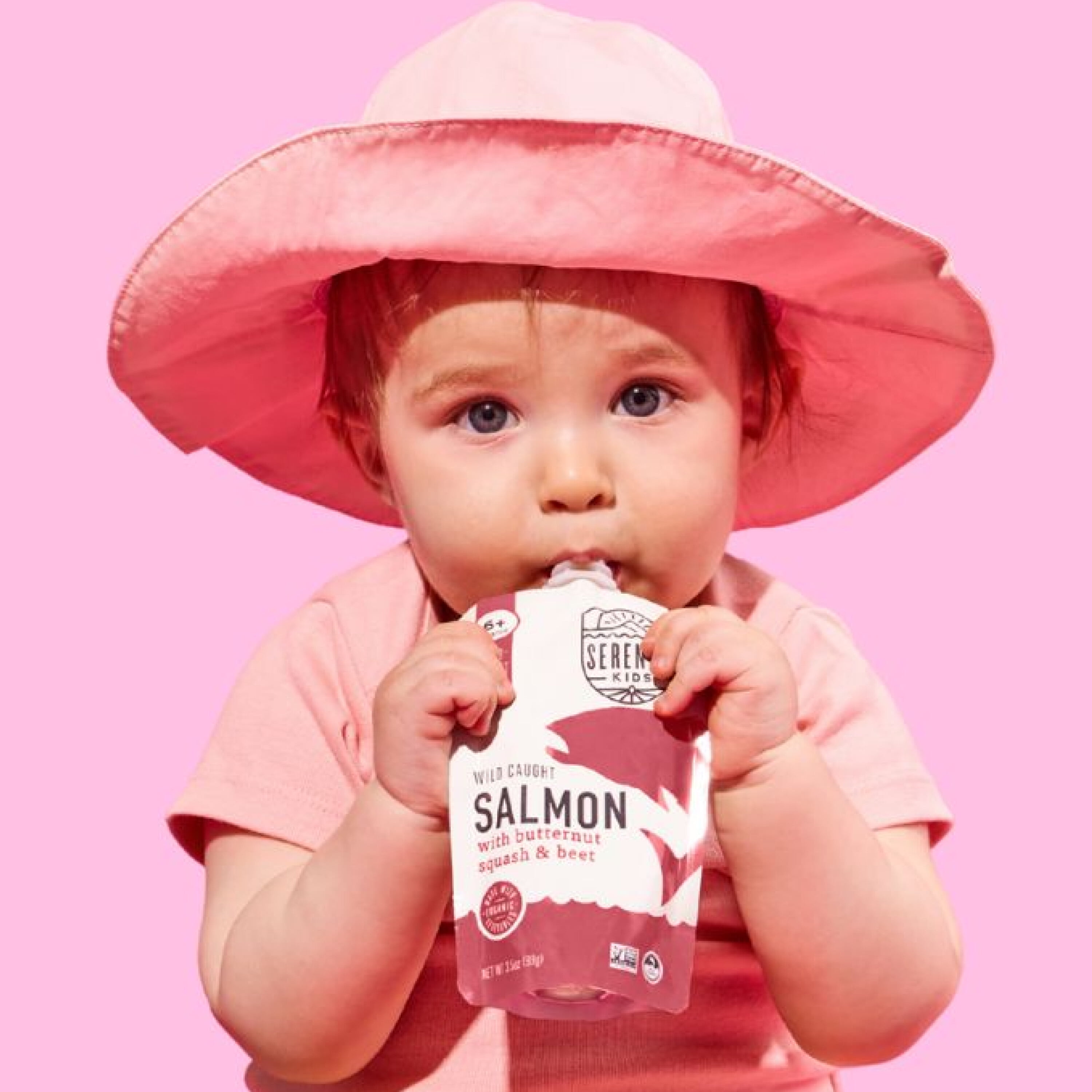 (12 pack) Serenity Kids Wild Caught Salmon Stage 2 Baby Food with Organic Butternut Squash & Beet, 3.5oz Pouch