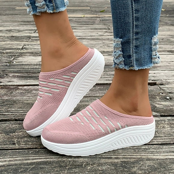 Gspmoly Sandales à Enfiler pour Femmes, Mode Femmes Décontractées Bout Rond Pantoufles Confort Plage Décontractées Semelle Antidérapante Chaussures Pantoufles pour Femmes Rose 37