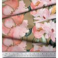 thumbnail image 3 of Soimoi Green Poly Georgette Fabric Leaves & Magnolia Floral Decor Fabric Printed Yard 42 Inch Wide, 3 of 5