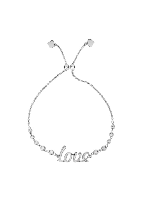 Friendship Silver Rhodium Finish Bead Stations Curvedlove Element Cable Chain Bracelet 9.25
