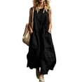 thumbnail image 2 of Guieoi Summer Dresses for Women under $10 Plus Size Flowy Solid-Color V-Neck Sleeveless Dress with Pockets Black L, 2 of 6