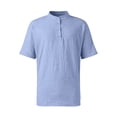 thumbnail image 5 of CCRFTGI Mens Shirts Henley Big and Tall Short Sleeve Button Collar T-Shirt Summer Lightweight Beach Hawaiian Mens T-Shirts Light Blue L, 5 of 6