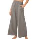 thumbnail image 1 of Pantalones anchos de talle alto Pantalones rectos de pierna ancha con cintura elástica de color puro para mujer Señora Gris XXL, 1 of 5