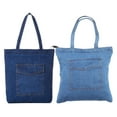 thumbnail image 1 of Bolso de mano de mezclilla de gran capacidad, bolso de hombro de mezclilla ligero y suave, bolso de mano unisex para mujer, para viajes, compras y trabajo, 1 of 7