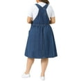 thumbnail image 3 of Agnes Orinda Women's Plus Size Denim Overalls Dress Sleeveless Adjustable Straps Waist Buttons Romper Casual Jumper Jean Midi Dresses 2026 with Pockets 2X Blue, 3 of 6