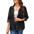 thumbnail image 1 of Camisa Vaquera para Mujer, Chaqueta, Camisa Vaquera Informal de Larga, Conjuntos de Otoño Negro y Gris S, 1 of 9