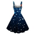 thumbnail image 3 of Christmas Dresses for Women 2024 - Cocktail Dresses for Women, Womens Vintage Christmas Dress Xmas Snowflake Print Dresses Sleeveless Tunic Pleated Dress, 3 of 3