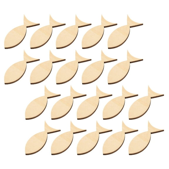SILENRADAWN 50Pcs Unfinished Wood Pieces Mini Fish Cutouts for Diy Projects