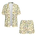thumbnail image 4 of FKEKYI Musical Note Print Womens Summer Short Set 2 Piece Shirt Top & Shorts with Adjustable Waistband Casual Lounge Sets Breathable Resort Wear Beachwear Outfits, M, 4 of 7