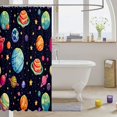 thumbnail image 3 of Manfei Cute Cartoon Space Planets Shower Curtain 72Wx72L,Celestial Stars Bathroom Curtain,Black, 3 of 5