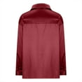 thumbnail image 4 of IROINNID Silk Shirt for Women Loose Fit Long Sleeve T-shirt Casual Base Blouse Solid Shirts,Burgundy, 4 of 6
