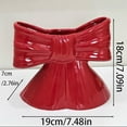 thumbnail image 4 of Red Ceramic Bow Vase for Centerpieces Minimalist Farmhouse Vase Flowers Tulip Pampas Grass Vase Flower Vase Modern Home Decor Vase Cute Decorative Vase for Table Bathroom Shelf, 4 of 6