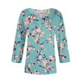 thumbnail image 5 of WTOBBY Women's Retro Botanical Print Top V-Neck 3/4 Sleeve Tunic Relaxed Fit Blouse with Lightweight Chiffon Fabric Comfort,Multicolor 2XL, 5 of 5