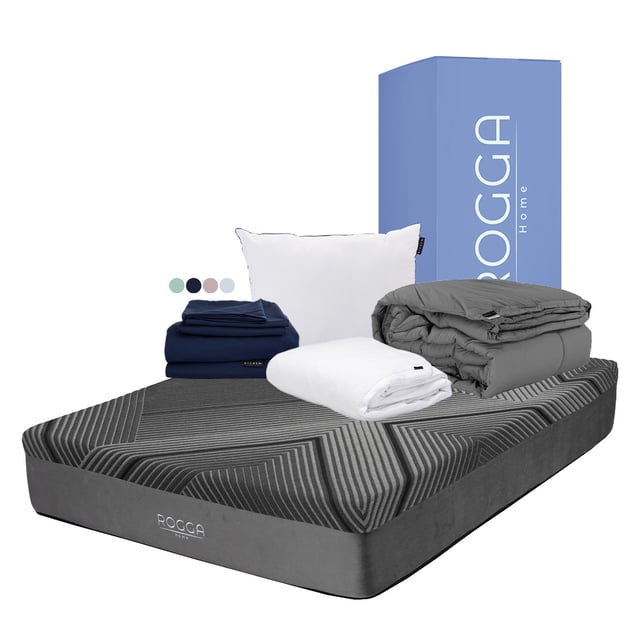Colchón en Caja Individual Rogga + Almohada One + Protector Cloud + Sábanas Softy + Edredón Homy