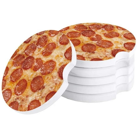

KXMDXA Food Theme Giant Pizza Burrito Set of 2 Car Coaster for Drinks Absorbent Ceramic Stone Coasters Cup Mat with Cork Base for Home Kitchen Room Coffee Table Bar Decor