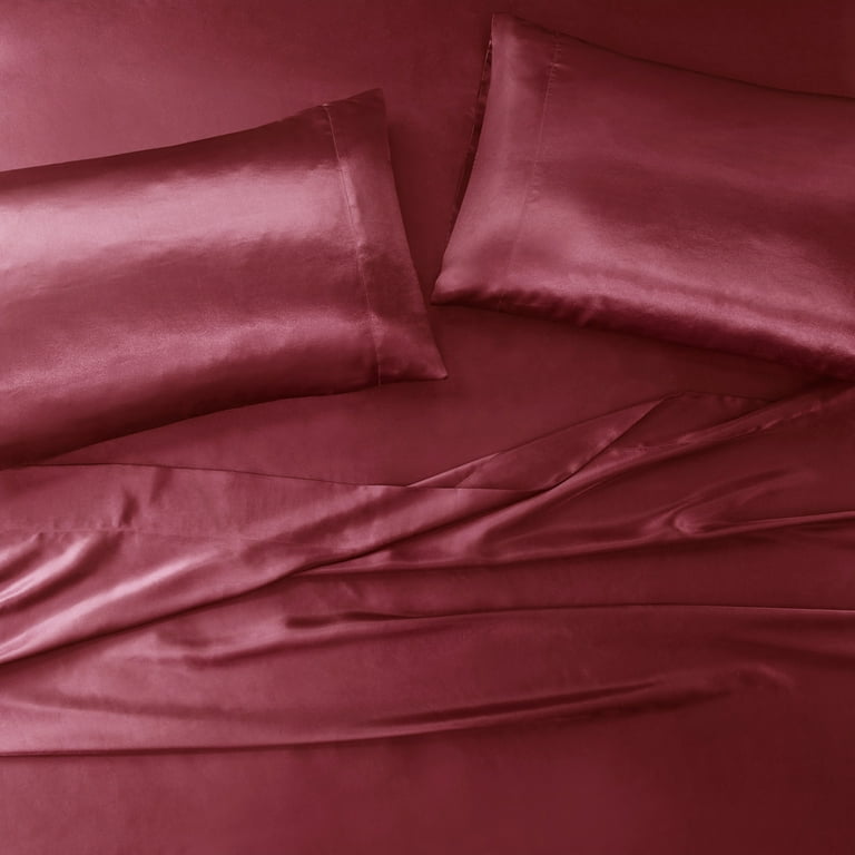 Comfort Classics Satin Luxury 6 PC Sheet Set, Queen, Red 