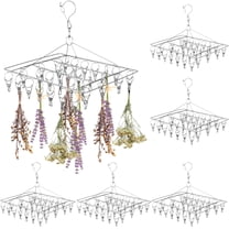 6 PCS Stainless Steel Herb Drying Rack with 30 Clips, Windproof Hanging Dryer for Herbs, Spices, Tea Leaves, Space Saving Kitchen Rack