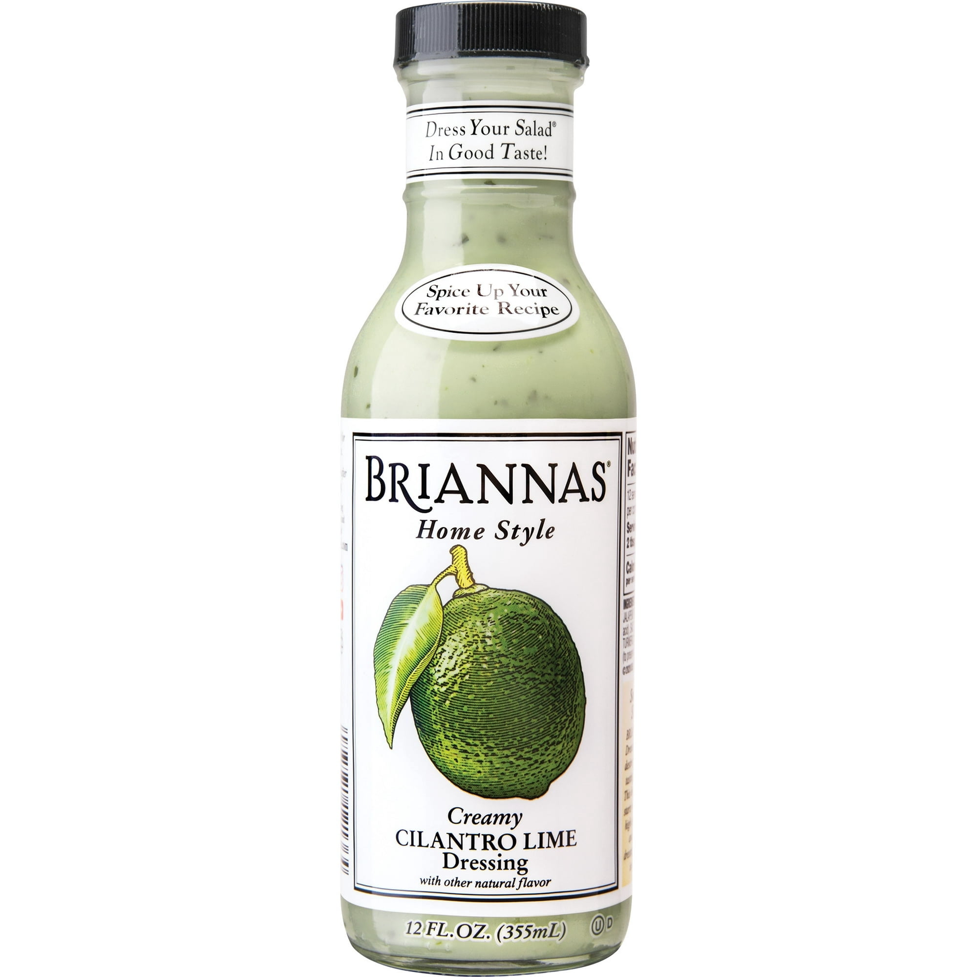 (2 pack) Briannas Home Style Creamy Cilantro Lime Salad Dressing, Liquid Dressing, 12 fl oz Bottle