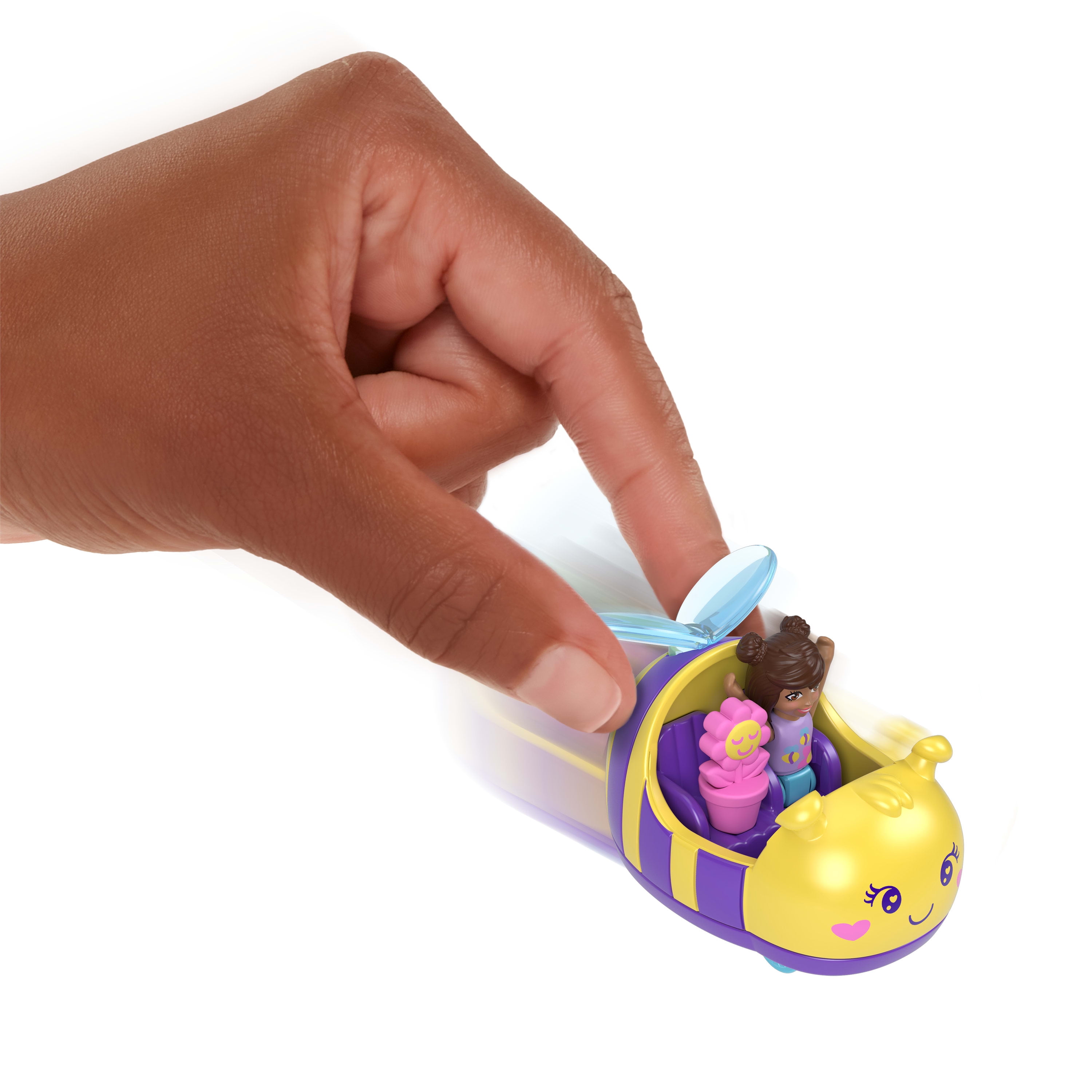 Polly Pocket Coffret Véhicule Abeille, micro-poupée, figurine fleur