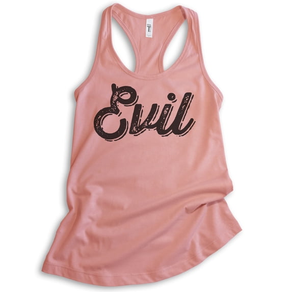 Evil Tank Top, Ladies Racerback Tank Top, Cute Evil Tank, Sassy Tank, Devilish Girlfriend Bad Girl Tank, Desert Pink, XX-Large