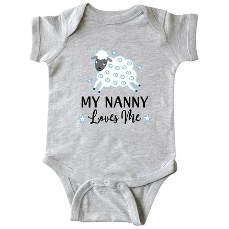 

Inktastic My Nanny Loves Me Baby Lamb Gift Baby Boy or Baby Girl Bodysuit