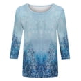 thumbnail image 4 of YABCSAZ Womens Summer Tops 3/4 Seleeve Round Neck Print T Shirts Soft Casual Loose Fit Button Pullover T Shirts Oversized Shirts Basic Tee 2024 Clothes Basic Going Out Tops, 4 of 4