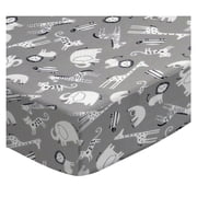SheetWorld Fitted Sheet (Fits BabyBjorn Travel Crib Light) - Modern Safari Animals Gray