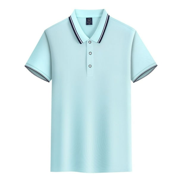 Blusa de Manga Corta con Cuello Suave Cuello de los Hombres, Camisa Ligera Y Casual