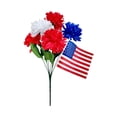 thumbnail image 2 of Yhmxh Patriotic Artificial Flowers with USA Flag, Memorial BouquetRed White and Blue Cemetery Flowers for Grave, 4th of July Memorial Day Independence Day Veterans Home Decoration, 2 of 6