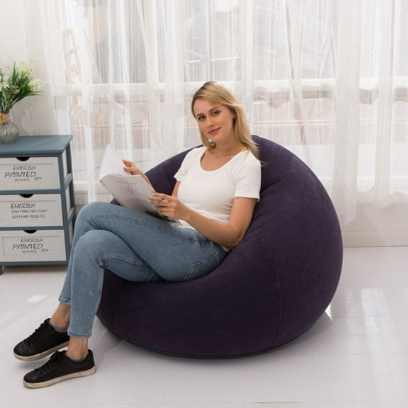 Inflatable Lazy Sofa Flocking Comfortable Portable Outdoor Indoor Chair for Swimming Pool Beach Relaxation