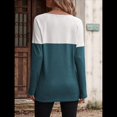 thumbnail image 4 of Camisetas de Punto Gofre para Mujer, Camisetas de Larga con Bloques de Color y Detalle de Botones, Túnicas Verde Pavo Real XL, 4 of 10