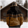 thumbnail image 5 of Men's Winter Print Hooded Jacket, Ethnic Pattern Fleece-Lined Thick Casual Zipper Coat for Outdoor Leisure and Holiday Gift,Brown,L, 5 of 5