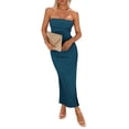 thumbnail image 1 of Vestido PRETTYGARDEN Bodycon Tubo Strapless Maxi Azul Oscuro S, 1 of 8