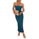 thumbnail image 1 of Vestido PRETTYGARDEN Tubo Strapless Ajustado Maxi Azul Talla L, 1 of 8